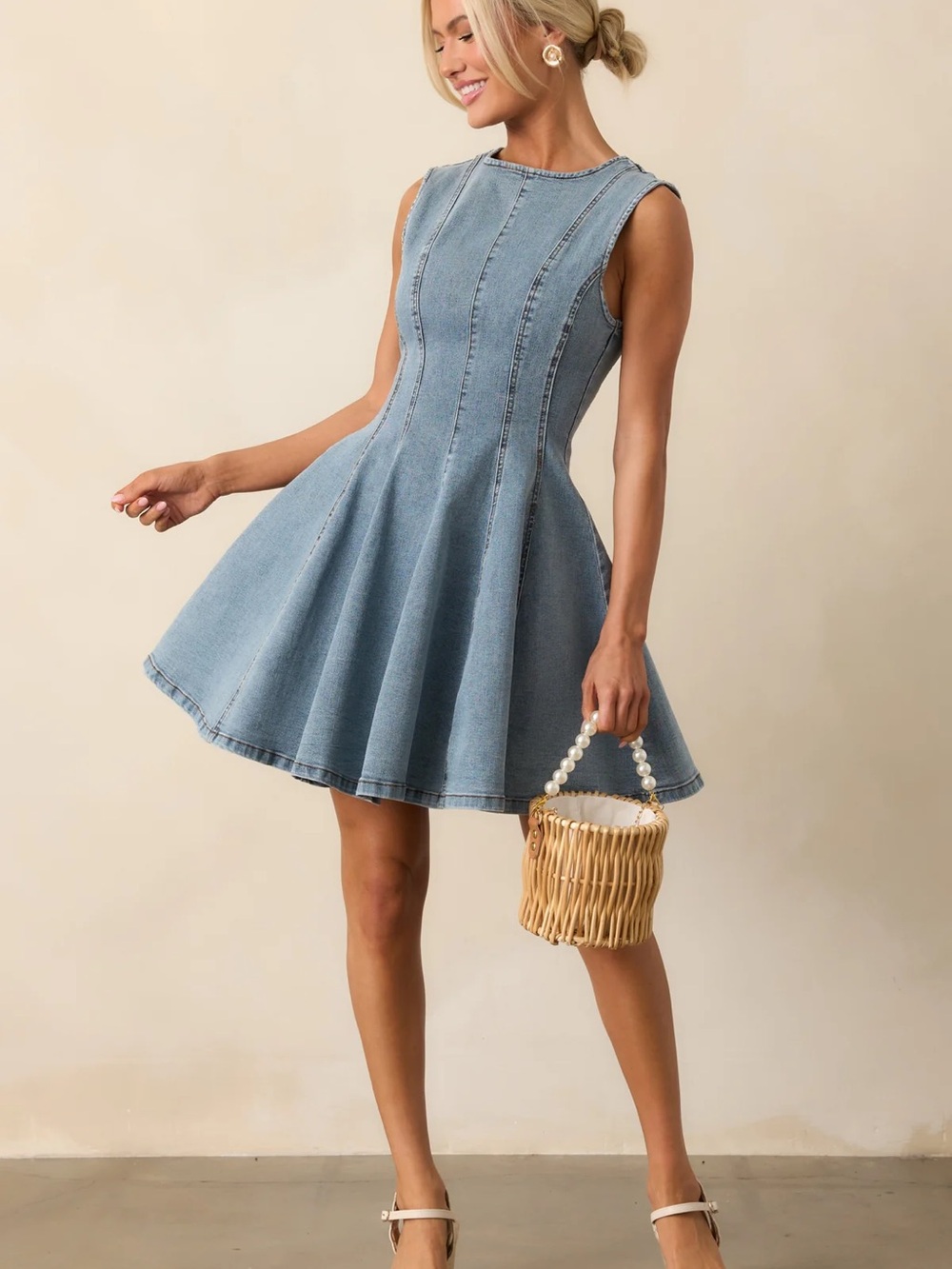 Red Dress Boutique Light Wash Denim Fit & Flare Mini Dress